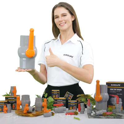 Van uPVC thân đúc bi nhưa ABS 21, 27, 34, 42, 49, 60mm Eurolife EL-VN (tay cam)