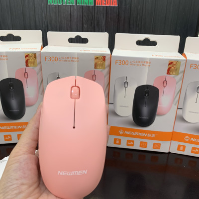 Chuột Không Dây Newmen F300 Pink ( Màu Hồng) Kèm Lót Chuột Hình Thỏ - Hàng Chính Hãng
