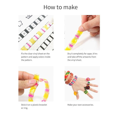 Hộp bút vẽ trang trí trên kính Hàn Quốc AMOS Glass Deco Ice Jewelry Kit: GD10P10IJ - Chủ đề Nhẫn và vòng tay