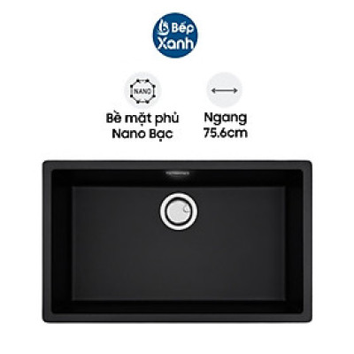 Chậu Rửa Chén Đá Malloca ZEN K-13040 (Đen) - Ngang 75.6cm - Lắp Nổi/Lắp Âm - Hàng Chính Hãng