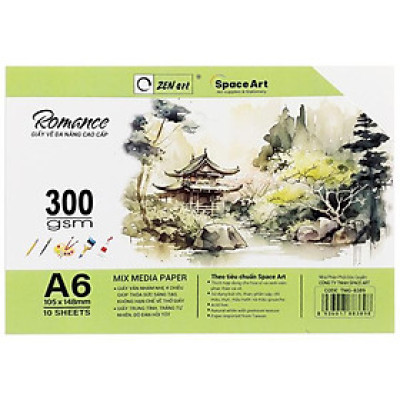 Giấy Vẽ Đa Năng Romance - A6 300gsm - Mix Media Paper - Zen Art TMG 8389 (10 Tờ)