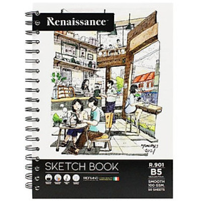 Tập Vẽ Lò Xo Phát Thảo B5 100 Trang 100gsm Sketch Book- Renaissance R-901 - Mẫu 1