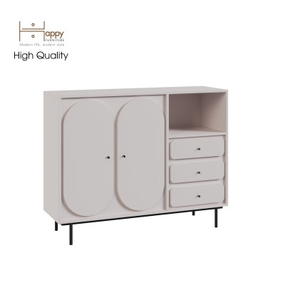 [Happy Home Furniture] SWEETY, Tủ đựng đồ 2 cửa mở 3 ngăn kéo - chân sắt, 128cm x 40cm x 100cm ( DxRxC), TCM_063