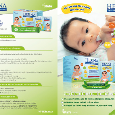 Gạc răng miệng thảo dược Herna (25 gói) - An toàn cho trẻ sơ sinh dùng hằng ngày phòng ngừa vấn đề răng miệng cho bé