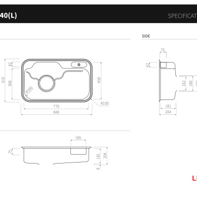 Bồn rửa bát inox sus 304 Lizens ESCP 840L