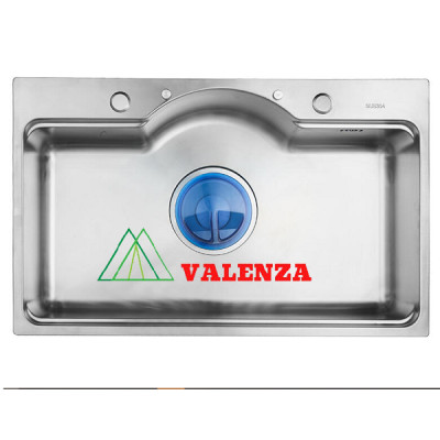 Combo chậu rửa chén bát 1 hố lớn Valenza dạng ĐÚC dày 3,5 li kiểu dáng Hàn Quốc inox 304 100% kèm vòi rửa bát rút dây Valenza sus304, bộ xả to ngăn mùi, khay inox kín-TẶNG BÌNH NƯỚC RỬA CHÉN