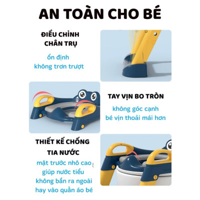 Thang Bô, Thang Đi Vệ Sinh Có Nắp Đậy Tiện Lợi Dành Cho Bé Trai Và Bé Gái Anh Lam Store - Hàng Chính Hãng 