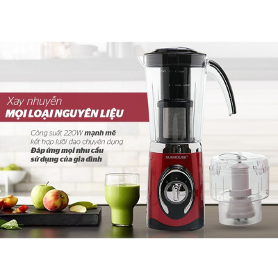 Máy Xay Sinh Tố 3 Cối Sunhouse SHD5322 (1.25L) - Đỏ - Hàng chính hãng