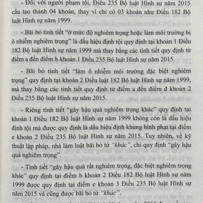Bình luận Bộ luật hình sự năm 2015- Phần thứ hai Các tội phạm (Chương XIX- Các tội phạm về môi trường)