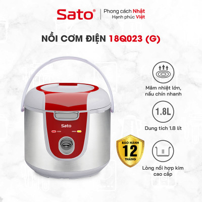Nồi Cơm Điện SATO 18Q023 (G) 1.8L - Thiết kế quai xách chắc chắn, chống tràn tốt, nút điều khiển đơn giản, tiện dụng - Miễn phí vận chuyển toàn quốc - Hàng chính hãng