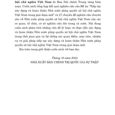 Tiếp tục xây dựng và hoàn thiện Nhà nước pháp quyền xã hội chủ nghĩa Việt Nam 