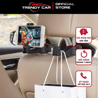 Móc treo đồ sau ghế ô tô, dụng cụ treo đồ đa năng dành cho ô tô phù hợp mọi loại xe kiêm kẹp điện thoại tiện dụng