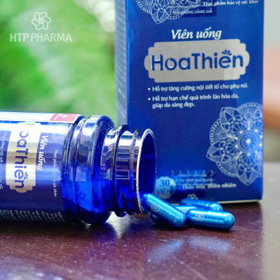 Bộ Đôi Trong Uống Ngoài Thoa Cân Bằng Nội Tiết, Dưỡng Trắng Sáng Da Viên Uống Hoa Thiên & Kem Dưỡng Trắng Da Hoa Thiên