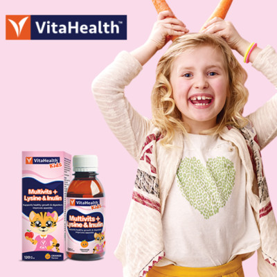 [SALE 70% DATE GẦN]Siro VITAHEALTH Multivitamin Syrup Lysine & Prebiotics Bổ Sung Vitamin Cho Trẻ Em Biếng Ăn, Táo Bón (120ml)