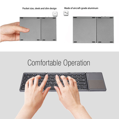 Bàn Phím Không Dây Mini Gấp Gọn Bluetooth Tích Hợp Touchpad B033 - Hàng Nhập Khẩu