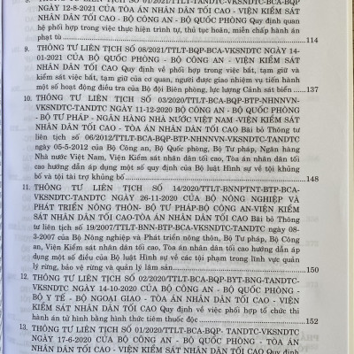 Các Thông Tư Liên Tịch của Toà Án Nhân Dân Tối Cao - Viện Kiểm Sát Nhân Dân Tối Cao- Bộ Tư Pháp - Bộ Công An - Bộ Quốc Phòng Về Hình Sự, Dân Sự, Hành Chính, Kinh Tế, Thương Mại, Lao Động  từ năm 2016-2023