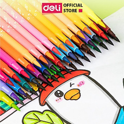 Bút Brush Bút Dạ Màu Marker Chuyên Viết Calligraphy Đầu Mềm Dành Cho Học Sinh Mĩ Thuật Hội Hoạ Deli - Tô Vẽ Truyện Tranh Manga Anime - HM555
