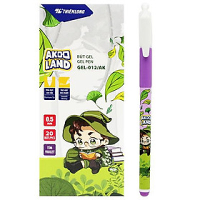 Hộp 20 Bút Gel 0.5 mm - Nhân Vật Akooland Tahi - Thiên Long Gel-012/AK - Mực Tím