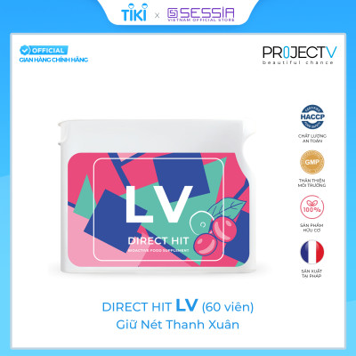 Thực Phẩm Sức Khỏe LV Direct Hit - Giữ Nét Thanh Xuân - PROJECT V - Hộp 60 Viên - Xuất xứ Pháp, Hàng Chính Hãng