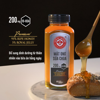 Combo Mật ong rừng sữa ong chúa Honimore 500g và mật ong rừng nguyên chất Honimore 360g - Giúp đẹp da, tăng cường sức đề kháng