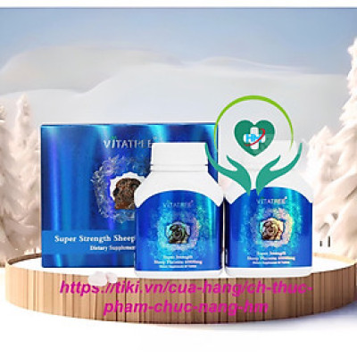 Viên uống nhau thai cừu Vitatree Super Strength Sheep placenta 60000mg, hộp 2 lọ x 60v, trắng da, chống lão hoá, chính hãng Úc