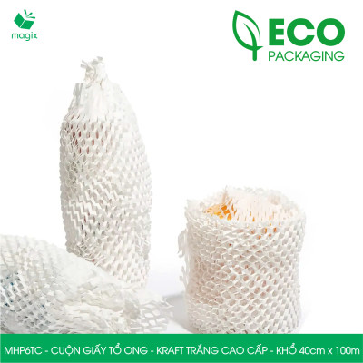 MHP6TC - 40cm x 100m - Cuộn giấy tổ ong chống sốc - Kraft trắng Cao Cấp - Giấy gói hàng, gói quà