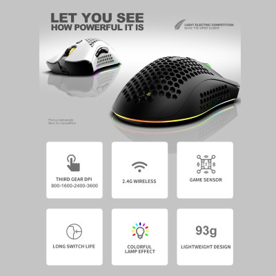 Chuột Không Dây Pin sạc T66 Gaming led RGB Cổng sạc TypeC chống mỏi cổ tay cho máy tính laptop hàng nhập khẩu