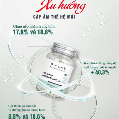 Viên uống D-LAB • Dưỡng ẩm Cấp nước cho da ️ • Ngăn lão hóa ️• Mờ nếp nhăn • Absolu Hyaluronique • Pure Hyaluronic • Pháp