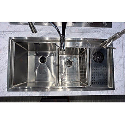 Chậu rửa 2 hố lệch phụ kiện đi kèm chât liệu Inox 304 cao cấp mã GC.JS10050 thương hiệu Gerari