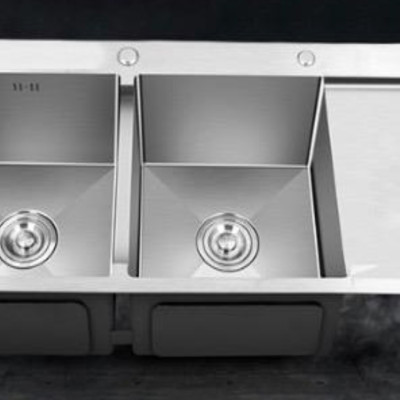 Chậu rửa 2 hố cân chất liệu inox 304 cao cấp 1 bàn chờ, Phụ kiện đi kèm mã GC.12050BC