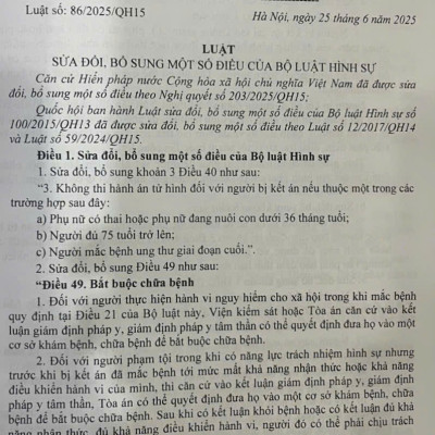 Bộ luật Hình sự, Bộ luật Tố tụng Hình sự (sửa đổi, bổ sung năm 2025, chưa hợp nhất)