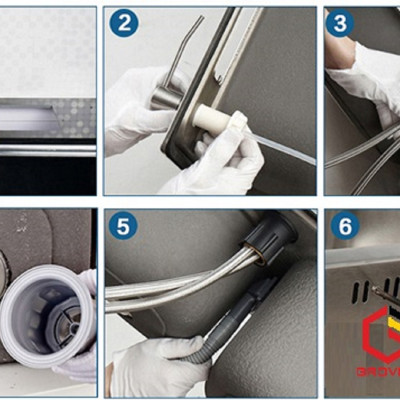 CHẬU RỬA BÁT, CHÉN 2 HỐ CÓ BÀN CÀI DAO, GIÁ ĐẺ THỚT GROVES 82x45 cm