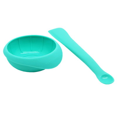 Bộ bát và thìa nghiền thức ăn silicon cho bé Marcus & Marcus, từ 6 tháng - Xanh dương
