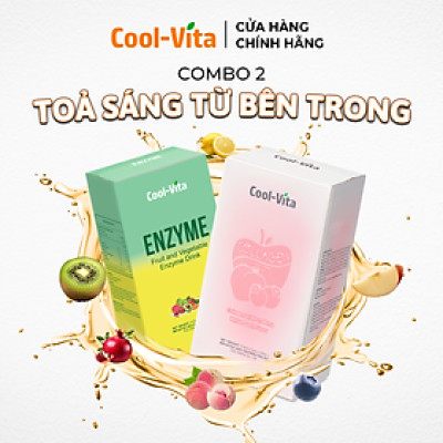 Combo Bộ Collagen Uống Hỗ Trợ Trẻ Hóa Sáng Da & Enzyme Chiết Xuất Từ Trái Cây và Rau Củ Hỗ Trợ Tiêu Hoá, Thanh Lọc Cơ Thể Coolvita (2 Hộp)