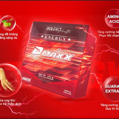 DMAXX thức uống bổ sung vitamin năng lượng không đường DAMODE 9 gói dùng thử màu đỏ