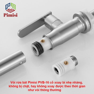 Vòi Rửa Bát Inox 304 Pimisi PVB-16+DC Đơn 1 Đường Nước Lạnh Gắn Chậu Rửa Chén Âm - Dương Bàn Đá Nhà Bếp | Chính Hãng