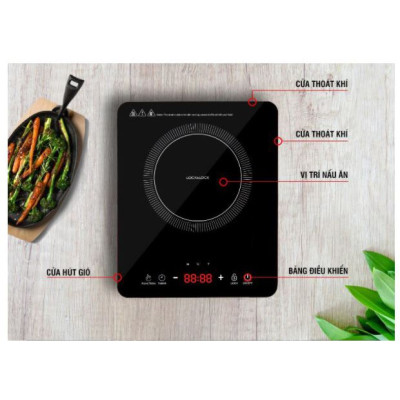 Bếp Từ Cảm Ứng Lock&Lock EJI411 (2000W) Mặt Kính Cảm Ứng, Chế Độ Hẹn Giờ, Làm Mát Nhanh - Hàng Chính Hãng Tặng Combo Ống Hút + Cọ Rửa