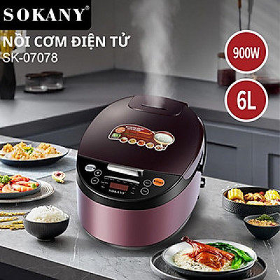 Nồi cơm điện đa năng SOKANY SK-07078 dung tích lớn 6L, bảo quản nhiệt thông minh, nấu cơm, hầm, hấp, tiện lợi mọi lúc mọi nơi - HÀNG CHÍNH HÃNG