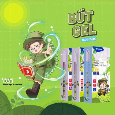 Hộp 20 Bút Gel 0.5 mm - Nhân Vật Akooland Tahi - Thiên Long Gel-012/AK - Mực Xanh