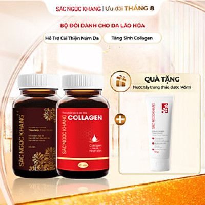 Combo dưỡng da và hỗ trợ giảm sạm, nám, tàn nhang: Collagen 60 viên và Sắc Ngọc Khang ++ 60 viên 