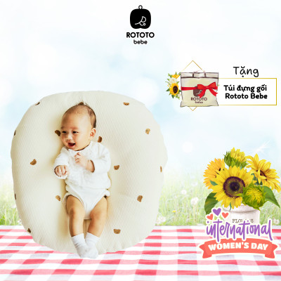 Gối chống trào ngược cho bé Rototo Bebe cao cấp nhập khẩu Hàn Quốc khắc phục tình trạng trào ngược dạ dày trẻ sơ sinh hiệu quả - Loại Cotton cao cấp mềm mại, thấm hút mồ hôi tốt 