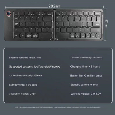 Bàn phím Gấp gọn không dây Bluetooth B23 pin sạc TypeC cho máy tính , điện thoại , máy tính bảng hàng nhập khẩu