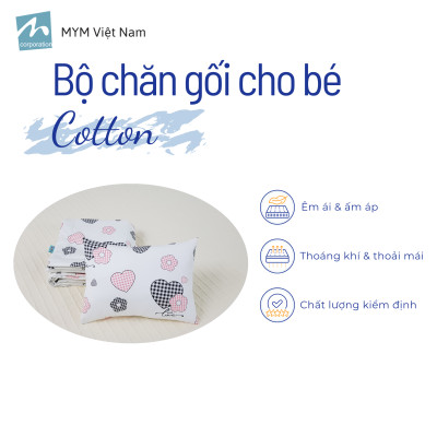 Bộ chăn gối cho bé đi học mẫu giáo MYM chất vải Cotton thấm hút, thoáng khí