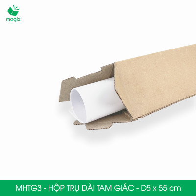 MHTG3 - D5x55 cm - 10 Hộp trụ dài tam giác thay thế ống giấy - Hộp carton đóng gói hàng