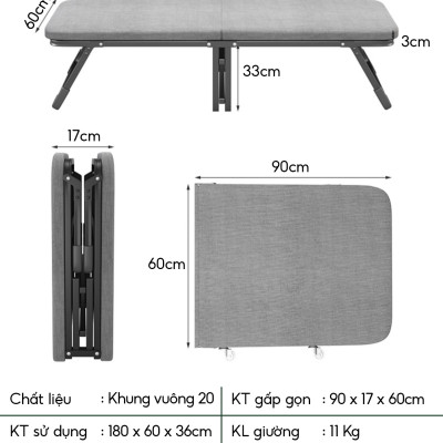 Giường gấp có bánh xe Q125 NIKITA, Gấp gọn thông minh dễ dàng di chuyển