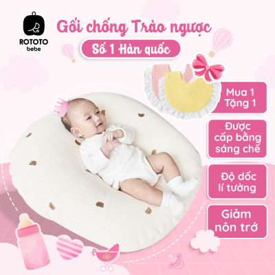 Gối chống trào ngược Rototo bebe nhập khẩu chất liệu cotton mềm mại khắc phục tình trạng trào ngược sơ sinh