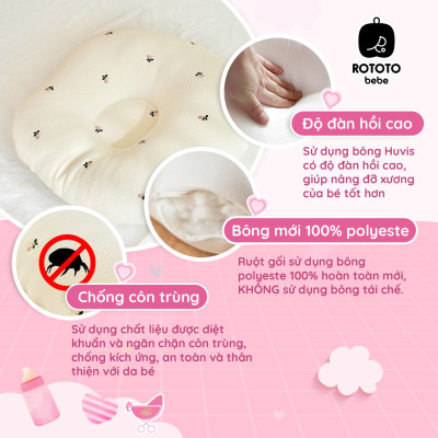 Gối chống trào ngược cho bé Rototo Bebe chất liệu đặc biệt Ripple gợn sóng - Ghi cá voi