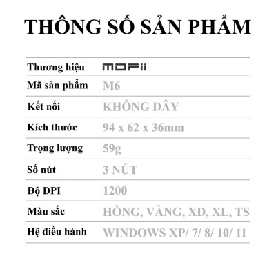 Chuột không dây MOFII M6 kết nối không dây bằng chip USB 2.4G với thiết kế tai thỏ vô cùng dễ thương - HÀNG CHÍNH HÃNG