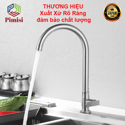 Vòi Rửa Bát Inox 304 Pimisi PVB-16+DC Đơn 1 Đường Nước Lạnh Gắn Chậu Rửa Chén Âm - Dương Bàn Đá Nhà Bếp | Chính Hãng