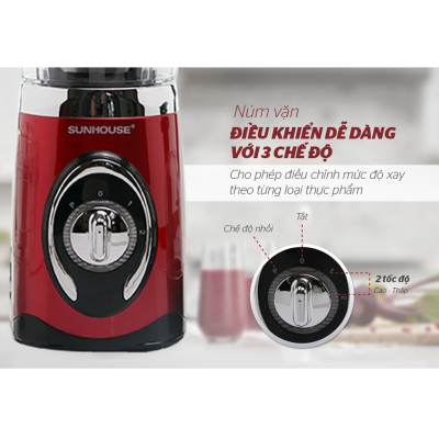 Máy Xay Sinh Tố 3 Cối Sunhouse SHD5322 (1.25L) - Đỏ - Hàng chính hãng